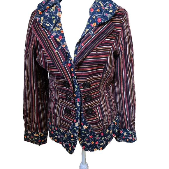 Vintage An Ren Striped Women's Blazer - Picture 1 of 8